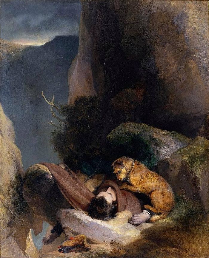 A dog painted in oil by Edwin Landseer